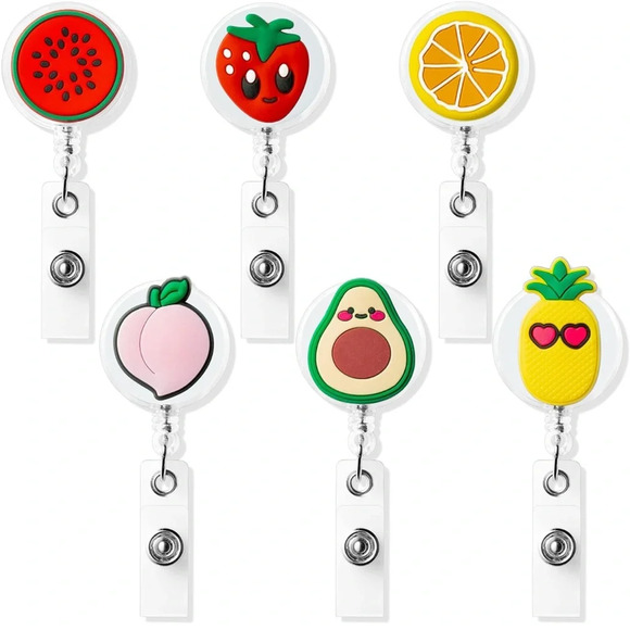 🍉Host Pick!🍓 6pcs Fruit Theme Retractable Badge Holders - Picture 1 of 7